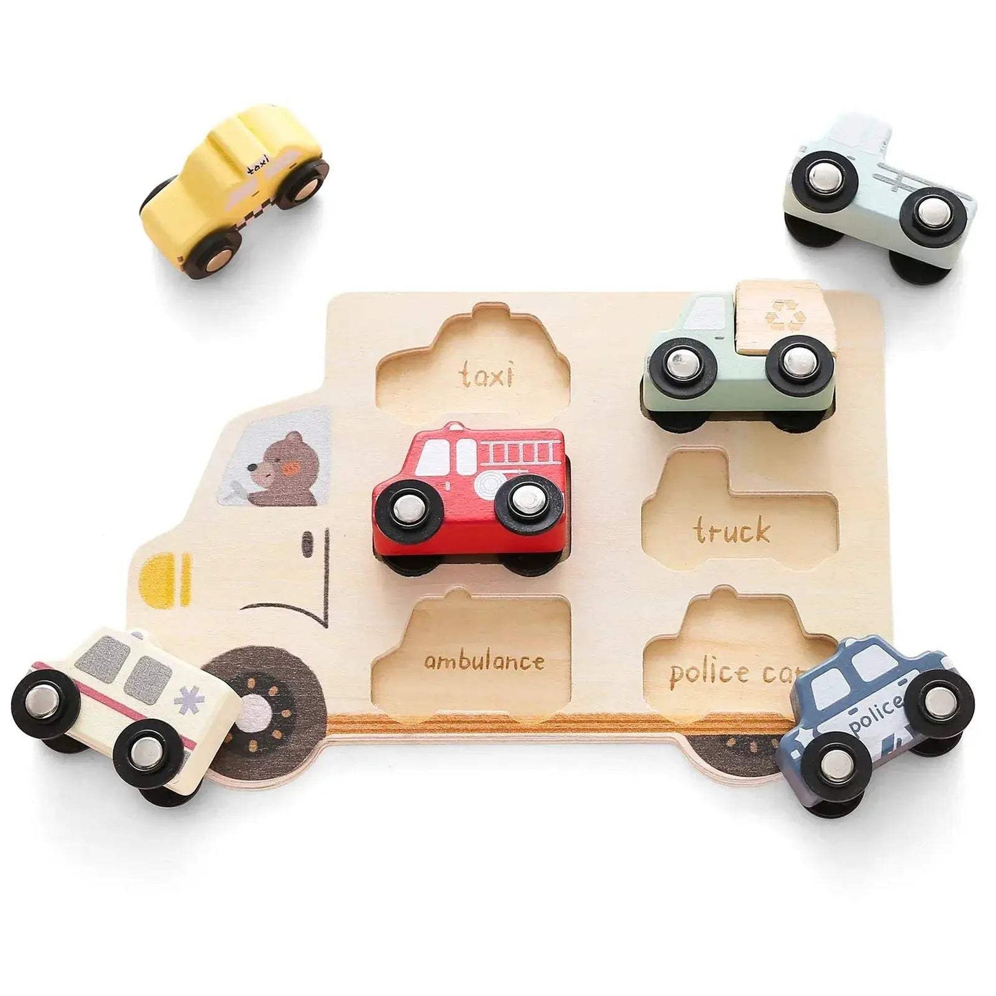 Montessori Wooden Car Puzzle Toys 3D For Babies Educational - ToylandEU