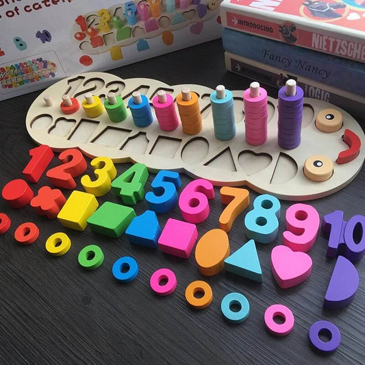 Montessori Wooden Counting & Shape Matching Toy for Early Learning - ToylandEU