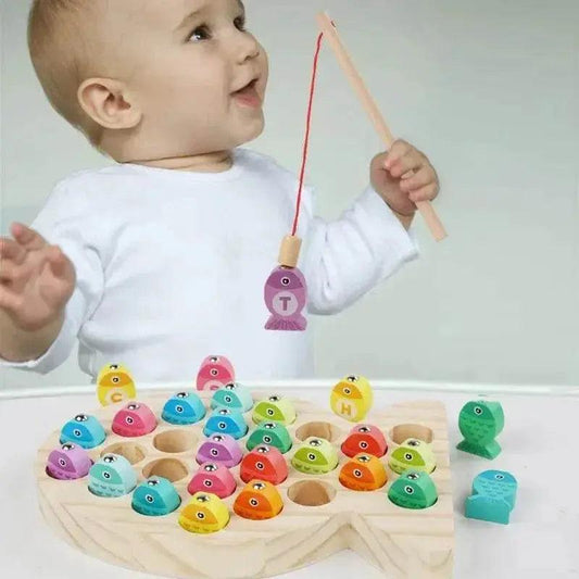 Montessori Wooden Fishing Toys For Kids Alphabet And Numbers Learning Set With Magnetic Fish - ToylandEU™