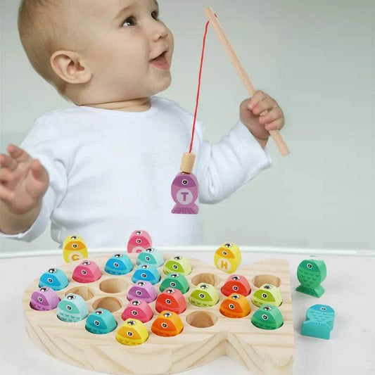 Wooden Children Fishing Toys Baby Montessori Early Education Toys Kids Ability Training Game Toddler Number Alphabet Learning - ToylandEU