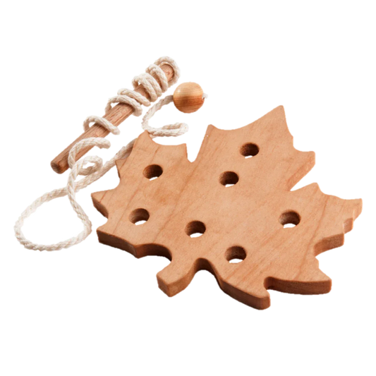 Montessori Wooden Lacing Toy Leaf Set For Fine Motor - ToylandEU