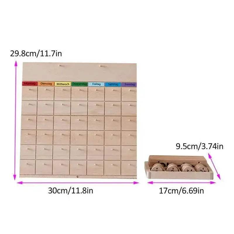 Montessori Wooden Magnetic Calendar For Kids Interactive Preschool Time Teaching Toy - ToylandEU™