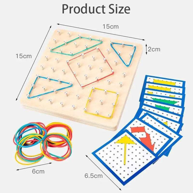 High-Quality Montessori Wooden Nail Board Game with Geometric Shapes for Children Aged 3 to 12 - ToylandEU
