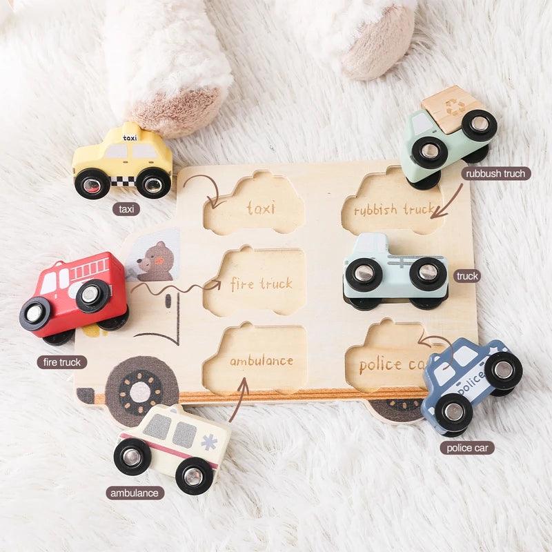 Montessori Wooden Puzzle | 6 Vehicle Set | Toylandeu™