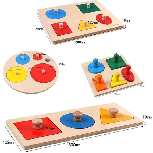Montessori Wooden Puzzle Shapes Safe For Sorting Color - ToylandEU™
