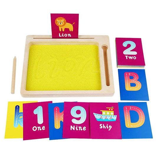 Wooden Montessori Sand Tray With Wooden Pen For Writing Letters And Numbers Early Educational Toys Gifts bandeja montessori made - ToylandEU