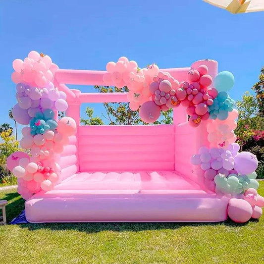 Moonwalk Bounce Pastle Pink House Inflatable Jumper Bouncy Castle - ToylandEU
