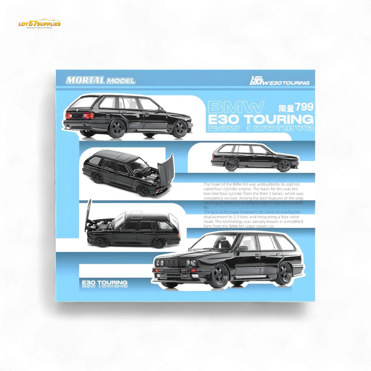 Mortal BMW E30 Crock - Openable Hood - Cambered in Full Black 1:64 - ToylandEU