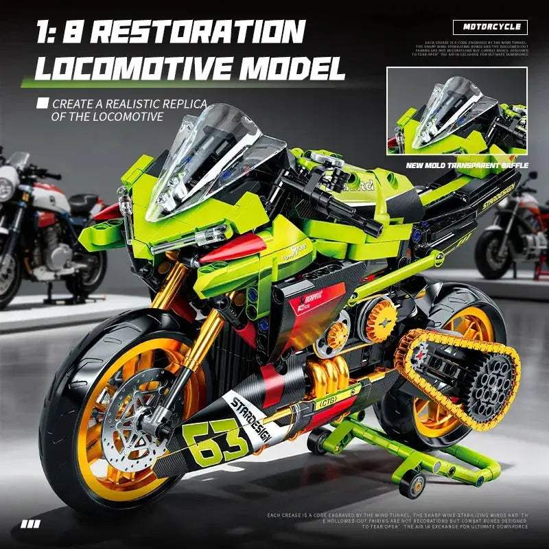 Motorcycle Building Blocks Kit 1to8 Diavel V4 1000RR Collectible - ToylandEU