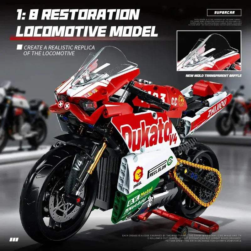 Motorcycle Racing Bricks Model Kit For Teens Ready - ToylandEU