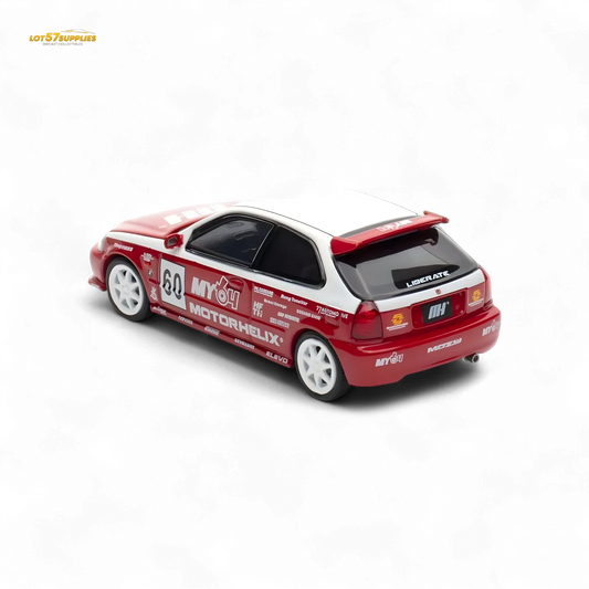 Motorhelix Honda Civic EK9 White Red 1:64 - ToylandEU™