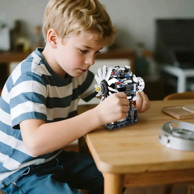 Aircraft V8 Engine Motorized Simulation Model Electrically Drive Technical Blocks DIY Building Toys Gifts Boys Adult Bricks Sets - ToylandEU