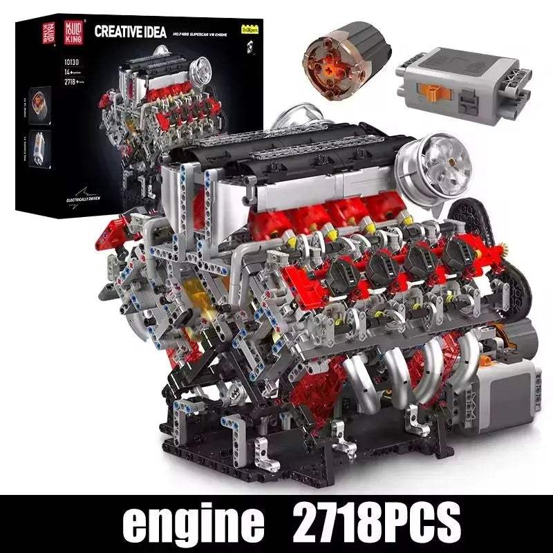 Mould King 10130 F488 Supercar V8 Engine Building Block Set - ToylandEU
