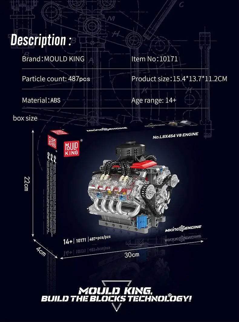 Mould King 10171 Car Building Block V8 Engine Gift Set - ToylandEU™