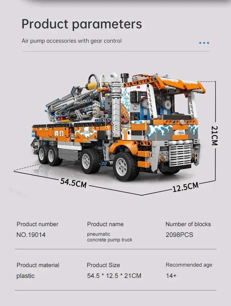 Mould King Pneumatic Concrete Pump Truck Building Set for Kids - ToylandEU