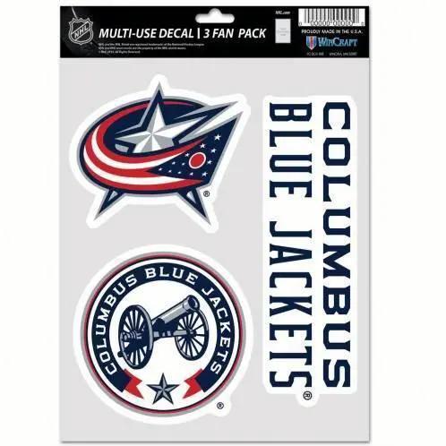 Columbus Blue Jackets Multi Use Decals 3 Pack Stickers - ToylandEU™
