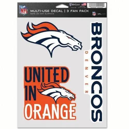 Denver Broncos Decals 3 Pack Multi Use Indoor Outdoor - ToylandEU™