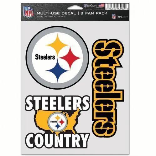 Pittsburgh Steelers Decals 3 Pack Multi Use Fan Stickers - ToylandEU™