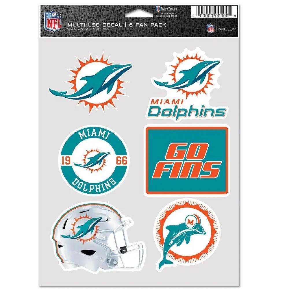 Miami Dolphins Fan Decals Multi Use 6 Pack For Vehicles - ToylandEU™