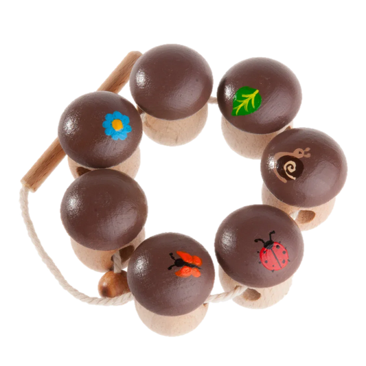 Mushroom Wooden Lacing Toy For Toddlers - ToylandEU