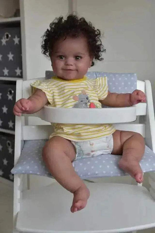 NPK 50CM Flexible Bebe Doll Reborn Baby Girl Maddie Black Skin African American Handrooted Hair with Bottle and Pacifier - ToylandEU™