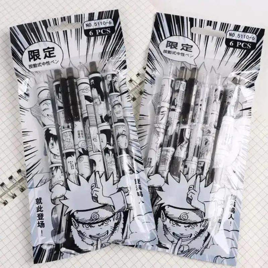 Naruto Gel Pen Set 6 Piece Smooth Writing Black Ink - ToylandEU™