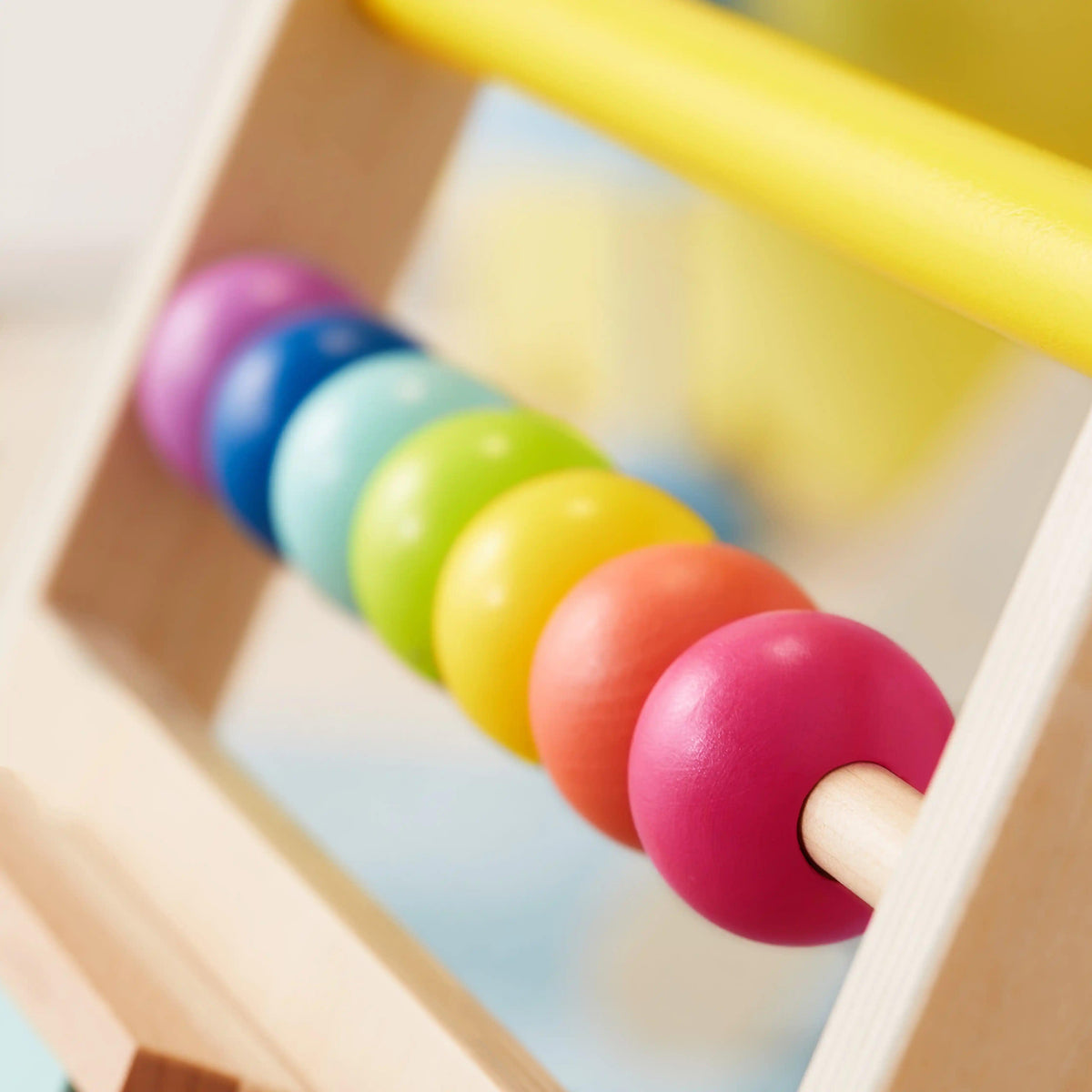 Natural Rainbow Wooden Baby Walker No Plastic