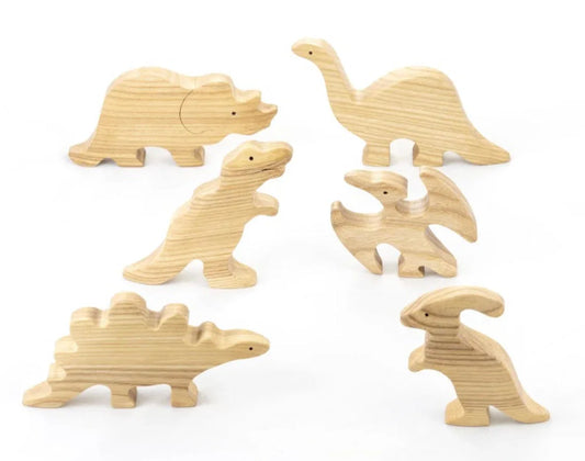 Natural Wooden Dinosaur Set For Creative Early Learning - ToylandEU