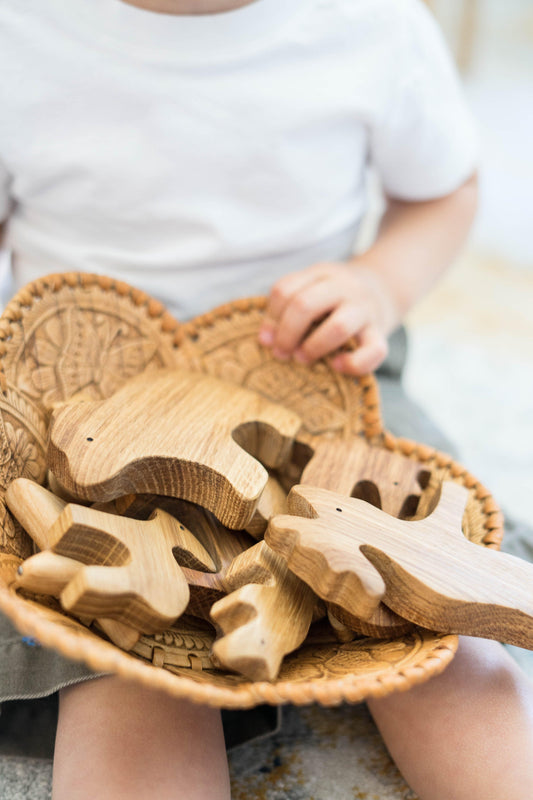 Natural Wooden Forest Animals Set Of 9 For Imaginative Play - ToylandEU