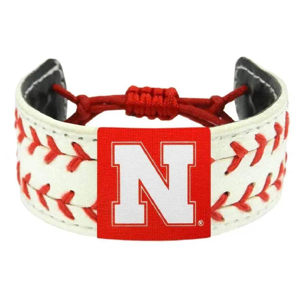 Nebraska Cornhuskers Leather Bracelet With Ceramic Bead - ToylandEU