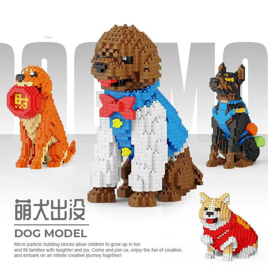 New Dog Model Micro Building Block Toys Set for Kid Boy Girls Adult Beginner Teddy Hughes Corgi Collie Pet Style Bricks - ToylandEU