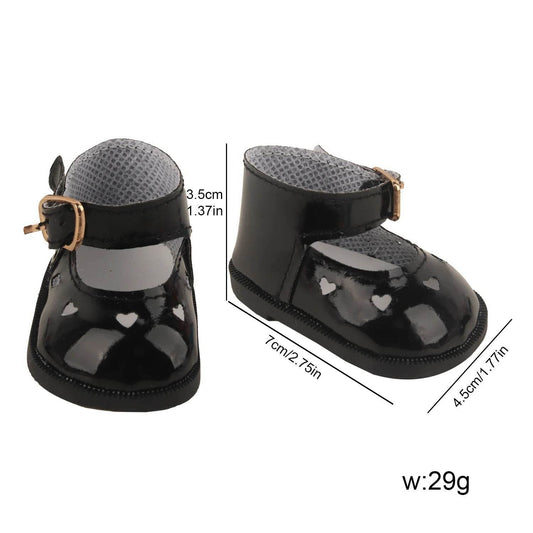 New Doll Shoes Cute PU Leather Heart Cutout Design 7cm Size For 18 Inch American Dolls - ToylandEU
