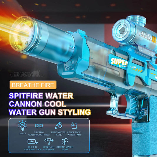 New Electric Water Gun With Light Sprays Flame Effect High Pressure High Speed Powerful Outdoor Water Gun Toy - ToylandEU