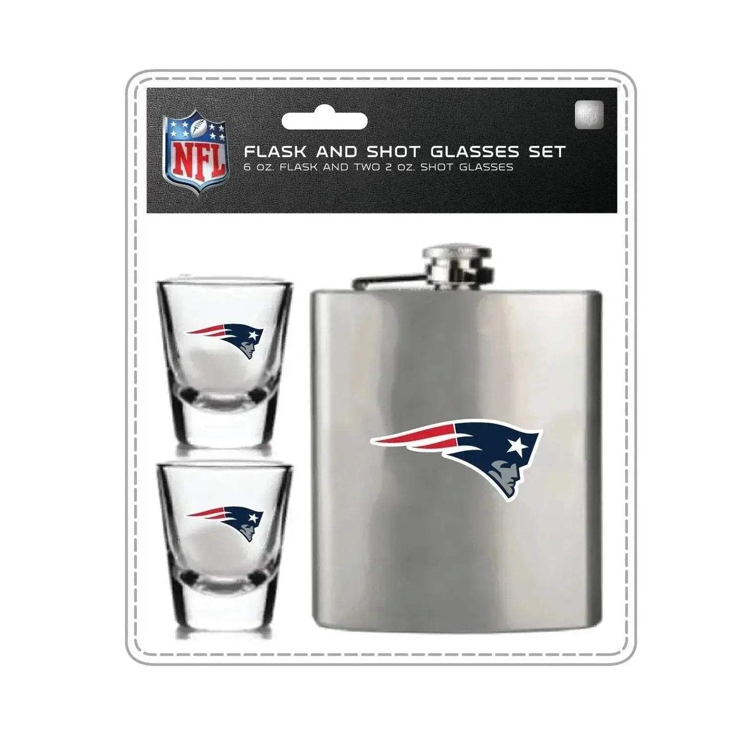 New England Patriots Flask and Shot Glass Set Team Logo - ToylandEU™