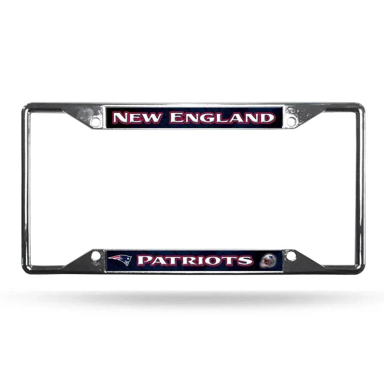 New England Patriots License Plate Frame Chrome EZ View - ToylandEU™