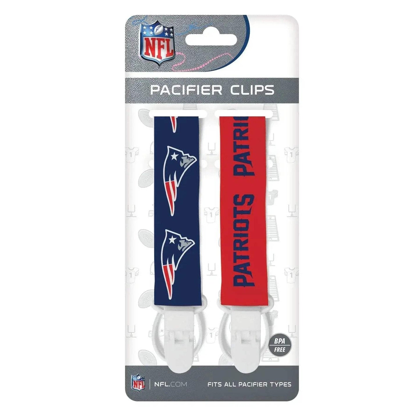 New England Patriots Pacifier Clips 2 Pack Baby Safe Grip - ToylandEU™