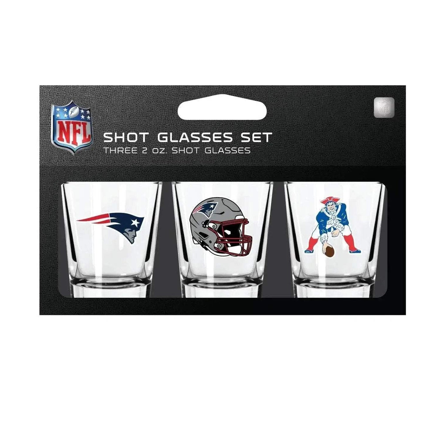 New England Patriots Shot Glass Set 3 Pack Dishwasher Safe - ToylandEU™