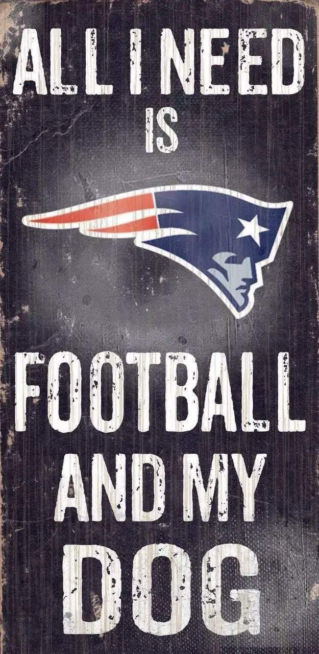 New England Patriots Wood Sign Football And Dog 6x12 - ToylandEU™