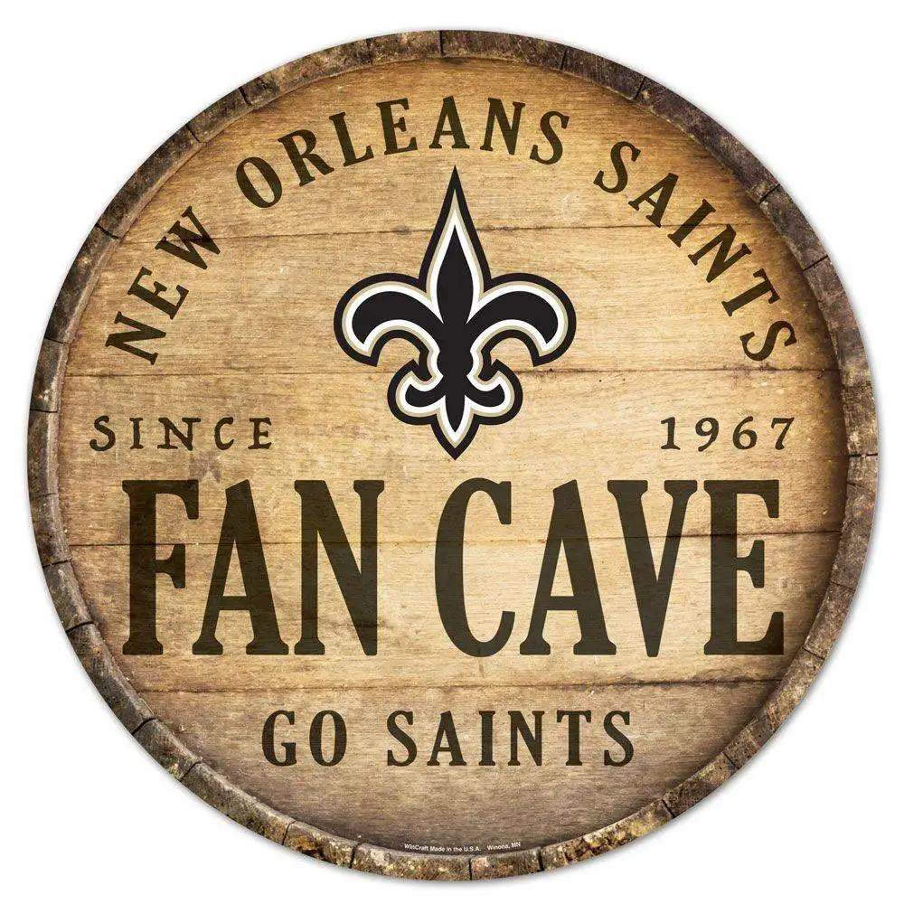 New Orleans Saints Wood Sign 14 Inch Round Barrel Top Decor - ToylandEU™