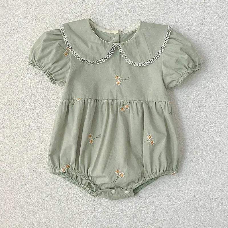 New Summer Rompers Embroidered Flower Design Four Color Options For Baby Girls Ages 1 To 3 Years - ToylandEU