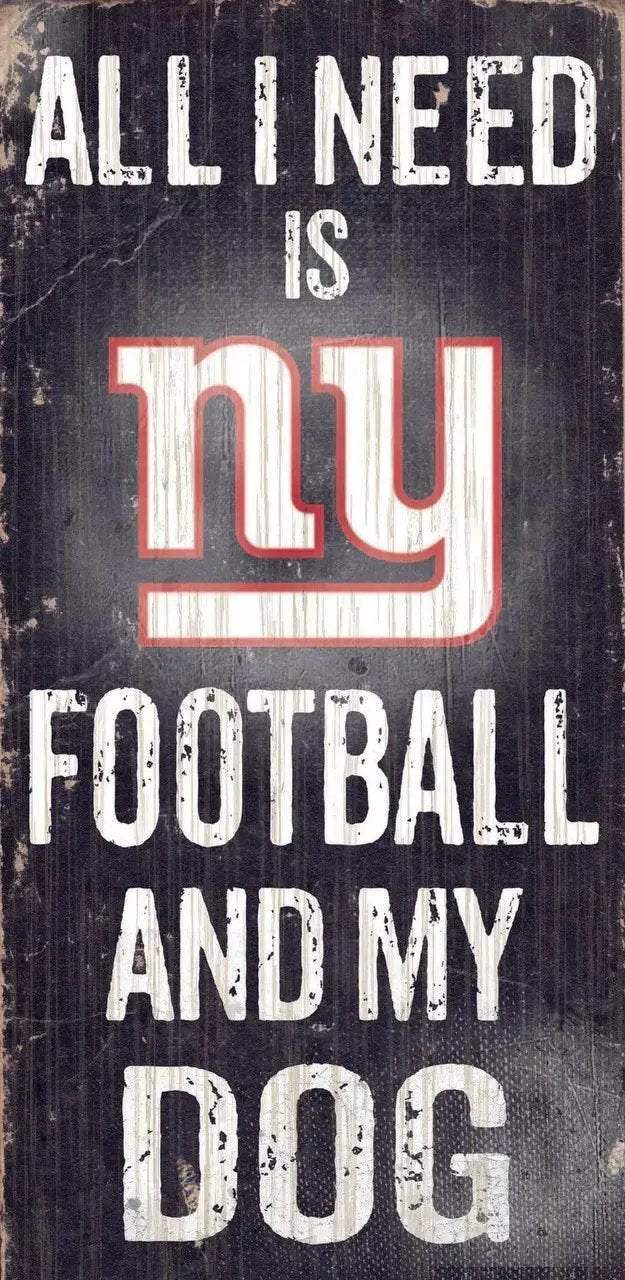 New York Giants Wood Sign Football And Dog 6 By 12 Decor - ToylandEU™