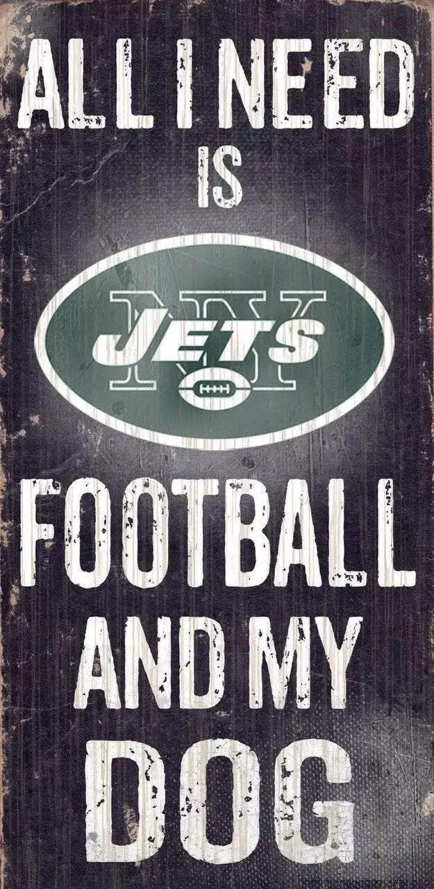 New York Jets Wood Sign Football And Dog 6x12 Rope - ToylandEU™