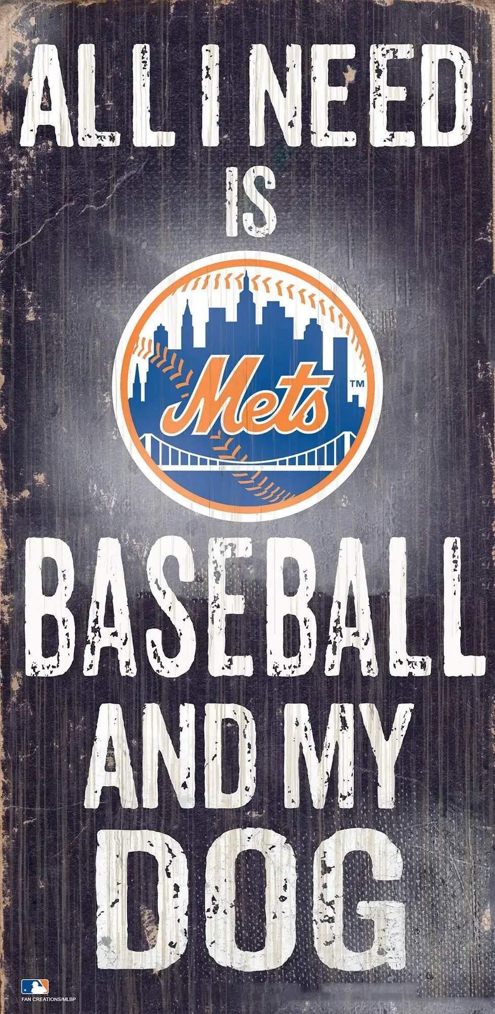 New York Mets Wood Sign 6x12 Baseball Dog Design Rustic - ToylandEU™