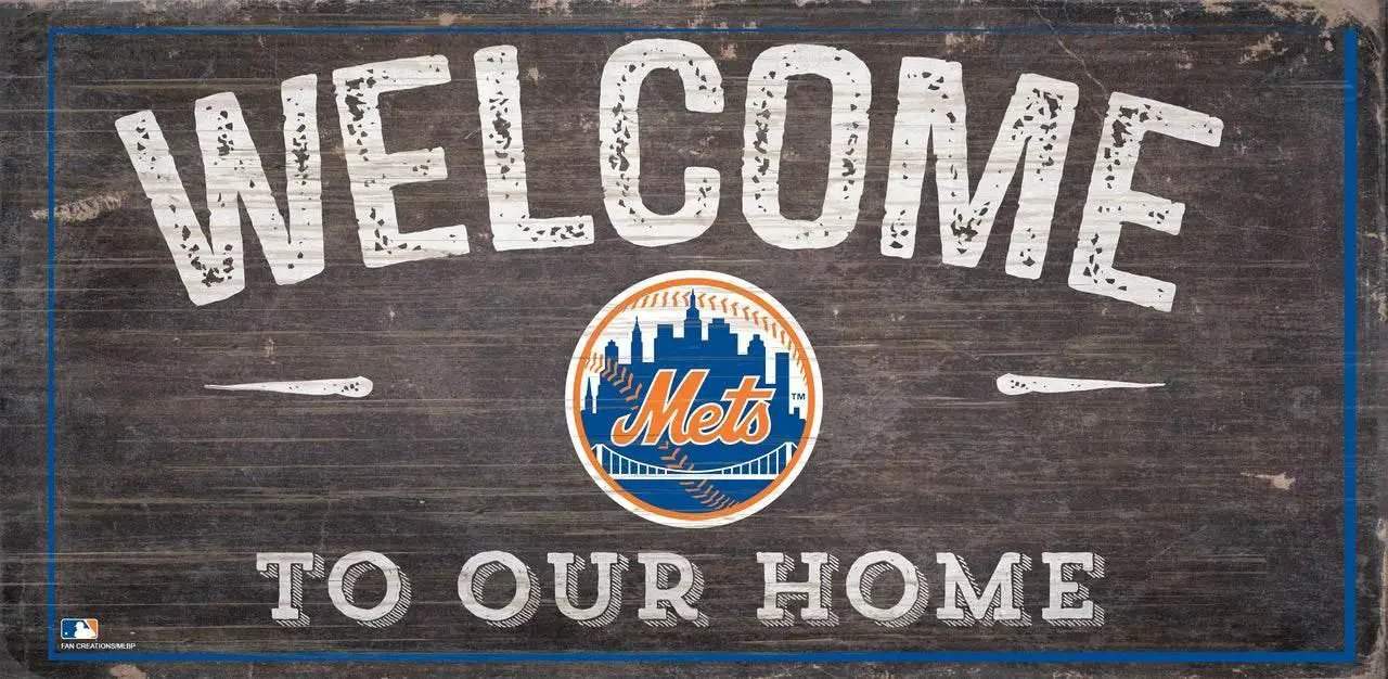 New York Mets Wood Sign Welcome To Our Home 6x12 Rope - ToylandEU