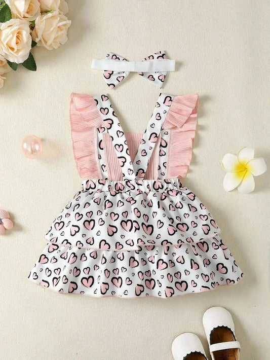 Newborn Baby Girl Dress Flutter Sleeves Print Cotton - ToylandEU™