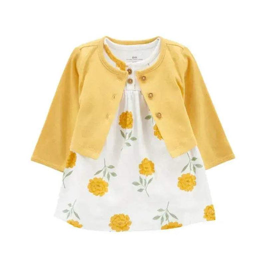 Newborn Baby Girls Floral Button Romper Set Cotton Coat - ToylandEU™