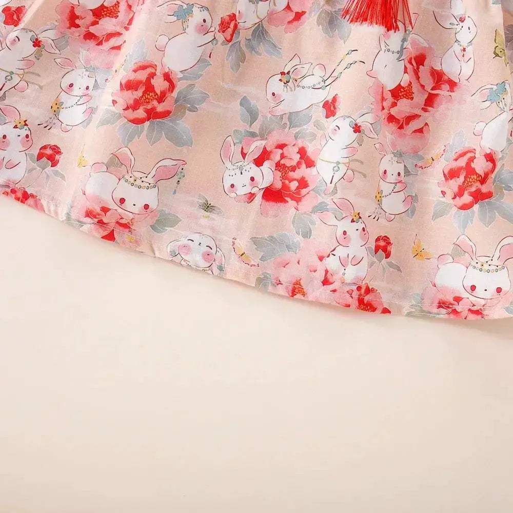 Newborn Soft Cotton Baby Girl Dress Rabbit Print - ToylandEU™