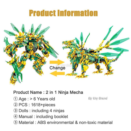 Ninja Golden Warrior Mech Set: Adaptable Robots & Flying Dragons - ToylandEU