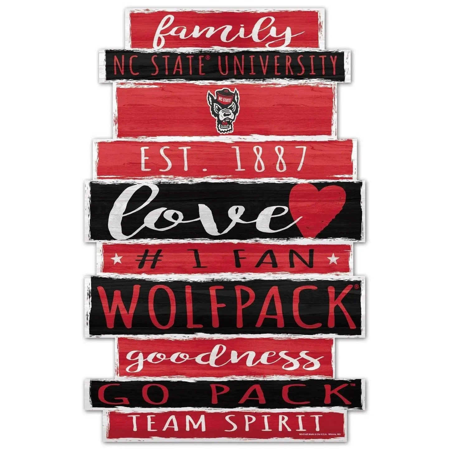 North Carolina State Wolfpack 11x17 Wood Sign Team Colors - ToylandEU™
