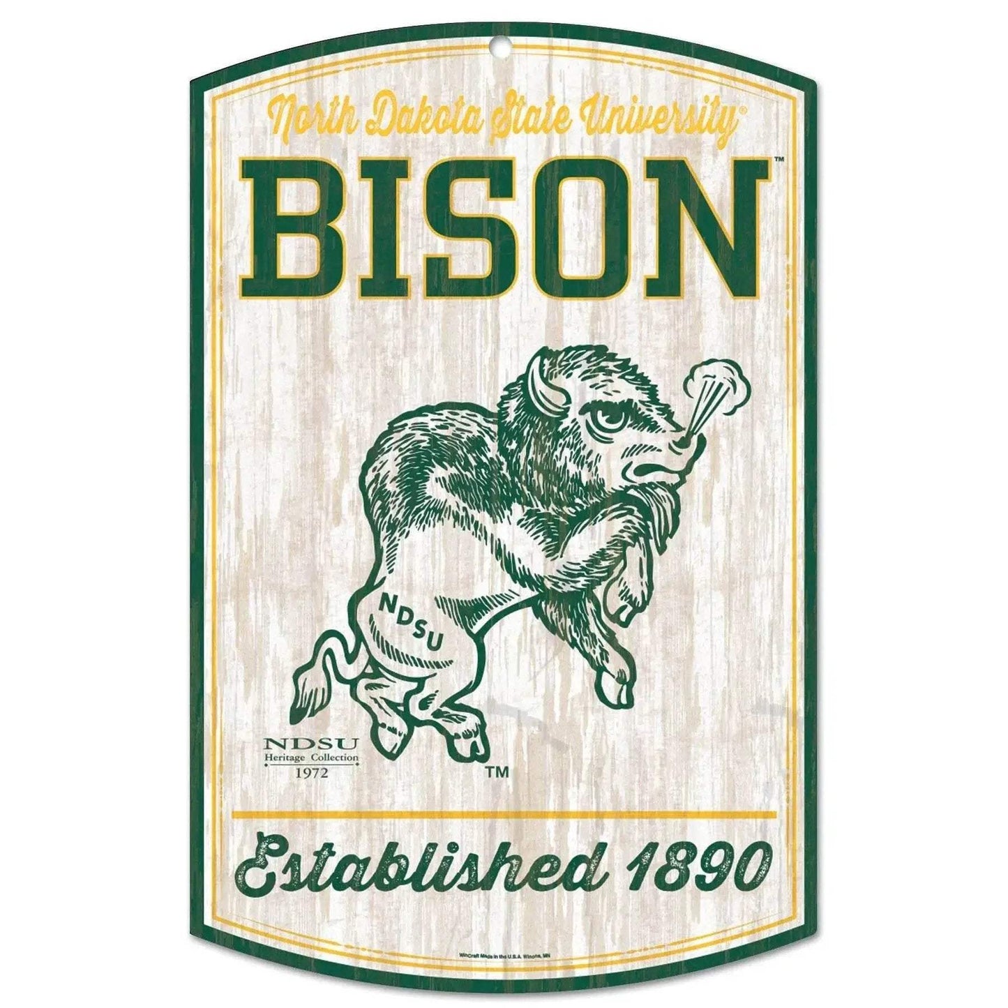 North Dakota State Bison Sign Vintage Rustic Wood 11x17 - ToylandEU™
